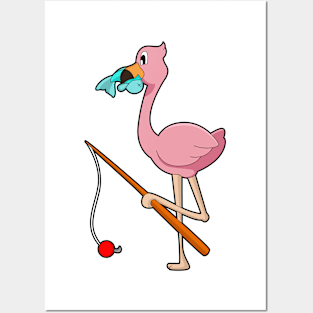 Flamingo Fisher Fishing rod Fish Posters and Art